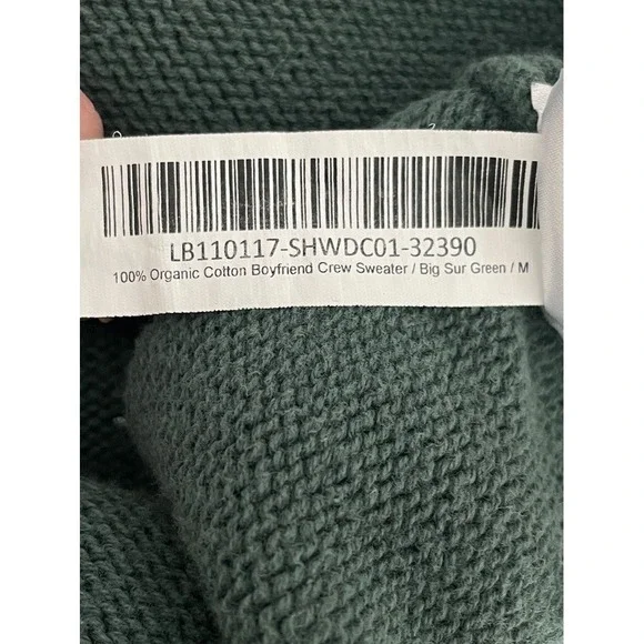 Quince Organic Cotton Boyfriend Crew Sweater Womens M Big Sur Green Relaxed - Picture 3 of 6